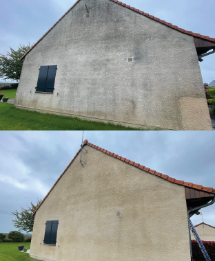 Mur extérieur nettoyé, résultat visible