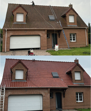 Maison avec façade propre après intervention