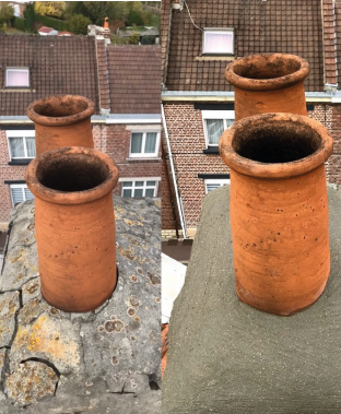 Cheminées anciennes en briques