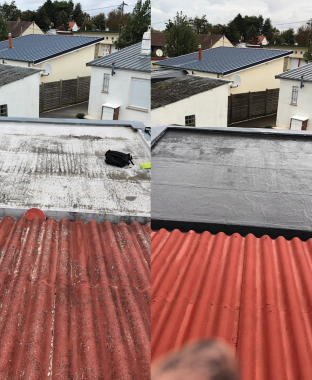 Toiture plate rénovée avec étanchéité