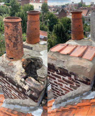 Pied de cheminée rénové