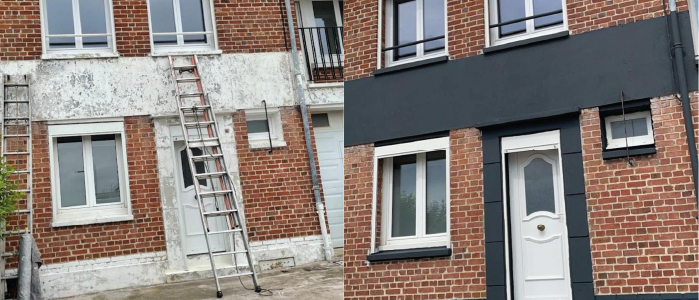 Application de peinture sur façade
